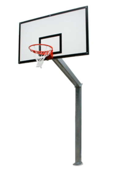 Ab1302/6 Coppia impianto basket monotubolare sbalzo cm 220 con piastra, sbalzo cm.220. CERTIFICATO A NORMA UNI EN 1270