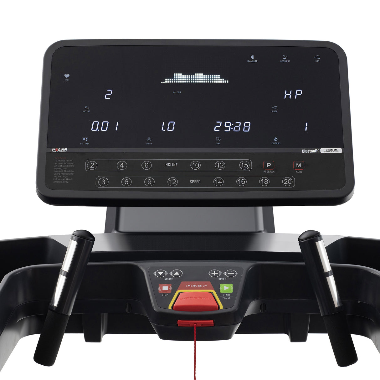 T-83 tapis roulant 5,0-7,0 Hp AC 25 Km/h - 600 x 1620 mm prelubrificato - Inclinazione 15%- fascia polar +ingresso MP3+USBper ricarica + Bluetooth per apps Zwift, Kinomap e Anyrun - Linea Diamond professional Cod. T85