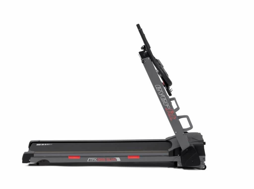 Promo Tapis Roulant TFK-355 Slim Ultracompatto Salvaspazio Inclinazione Manuale Velocità; 0,8 - 14,0 Km/h Piano corsa 42,5 x 127 cm Peso max utente 100 kg Linea Everfit Tappeto Elettrico Palestra