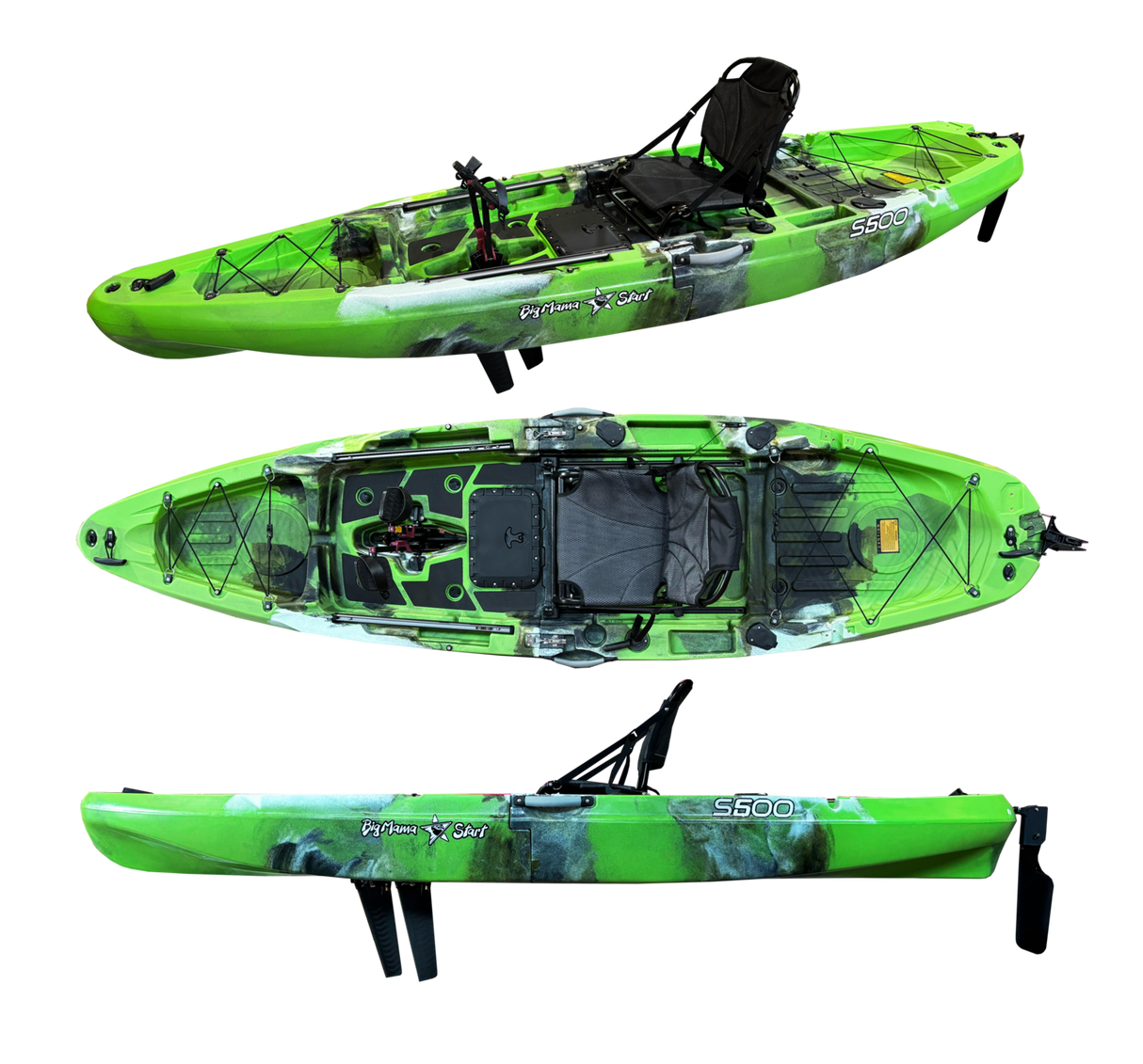 Kayak monoposto divisibile a pedali con pinne BIG MAMA START S500 componibile