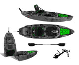 Kayak fishing a Pedali divisibile Big Mama Triken 330 Live S, con ruote e vasca del vivo - SCAFO GRIGIO NERO, gavone VERDE