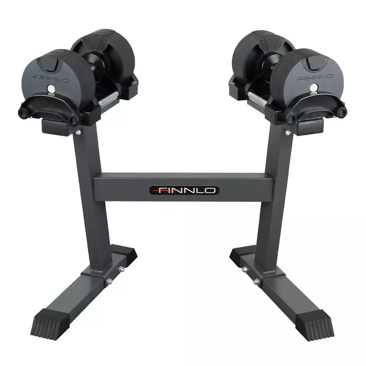 Set 2 Manubri Peso Variabile da 4 a 20 kg con Sostegno Rack Dumbbell Smartlock FINNLO by Hammer cod. 6772