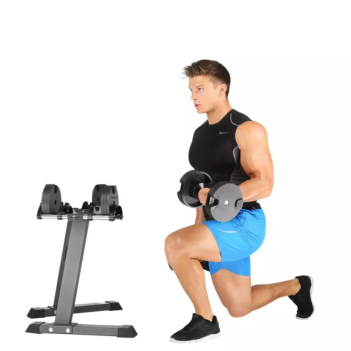 Set 2 Manubri Peso Variabile da 4 a 20 kg con Sostegno Rack Dumbbell Smartlock FINNLO by Hammer cod. 6772