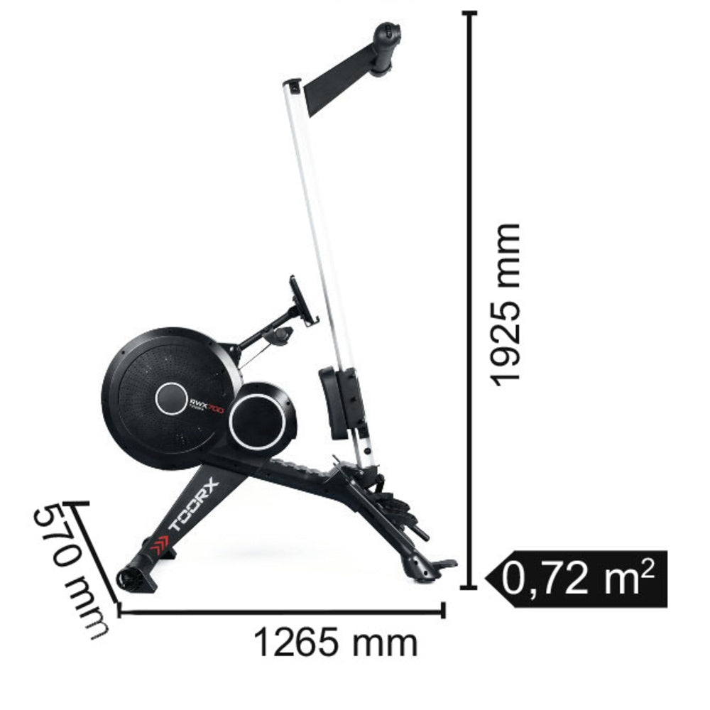 Vogatore RWX-700 Richiudibile Elettromagnetico Resistenza ad Aria con Ricevitore Wireless Linea Toorx Chrono Line Peso max utente; 150 kg Salvaspazio