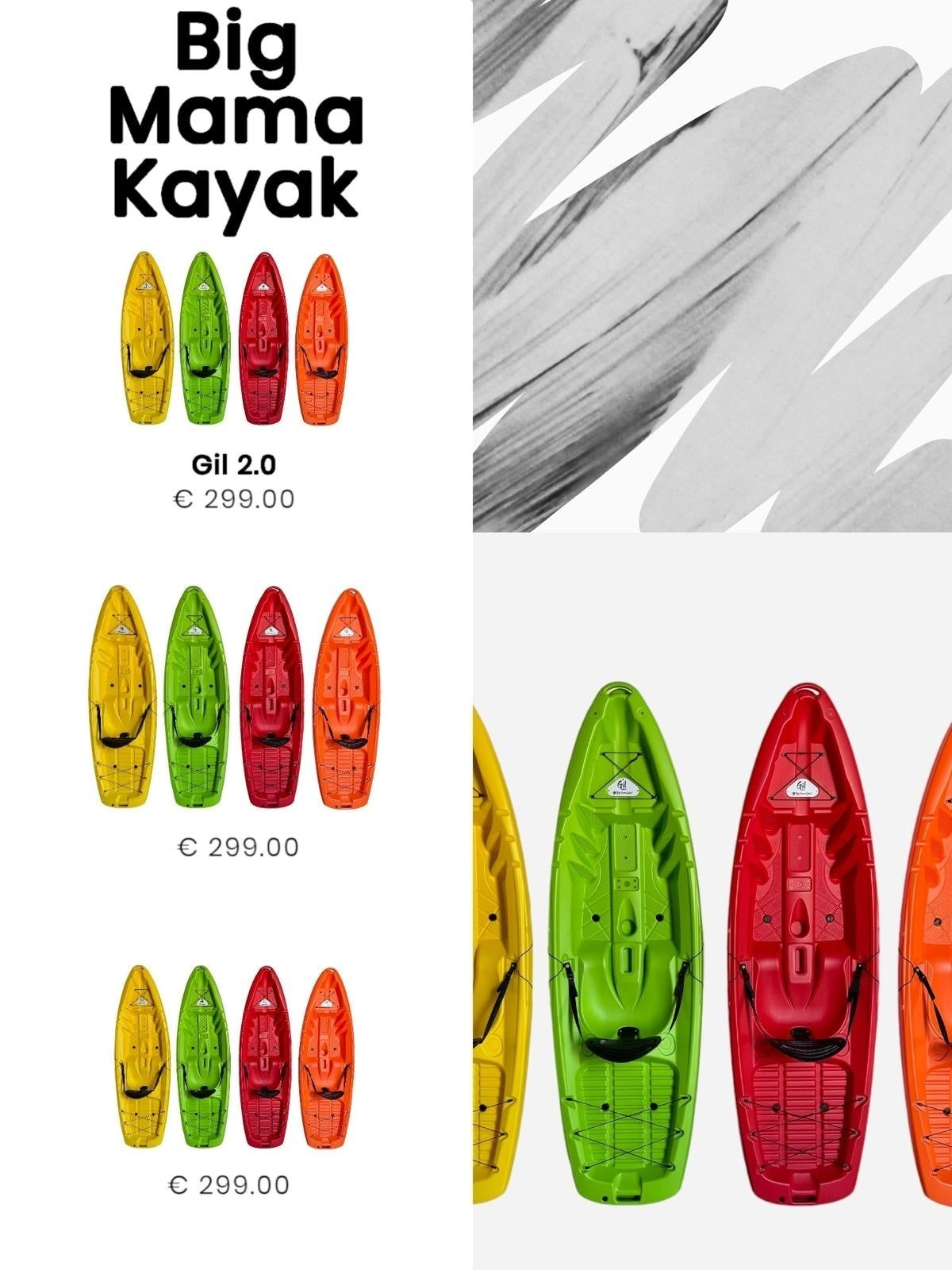 canoa 1 posto GIL 2.0 BIG MAMA KAYAK - kayak monoposto da 254 cm + seggiolino + pagaia