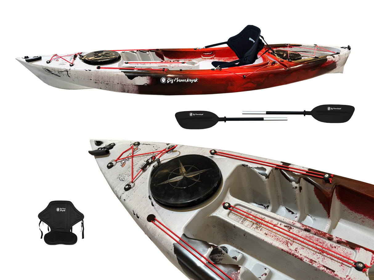 CANOA 1 POSTO SINGOLO ACQUAPRIMA LIMITED EDITION BIG MAMA KAYAK, MONOPOSTO 310 CM + 2 GAVONE + 1 PAGAIA + 1 SEGGIOLINO (FULL PACK) - SNAKE ROSSO