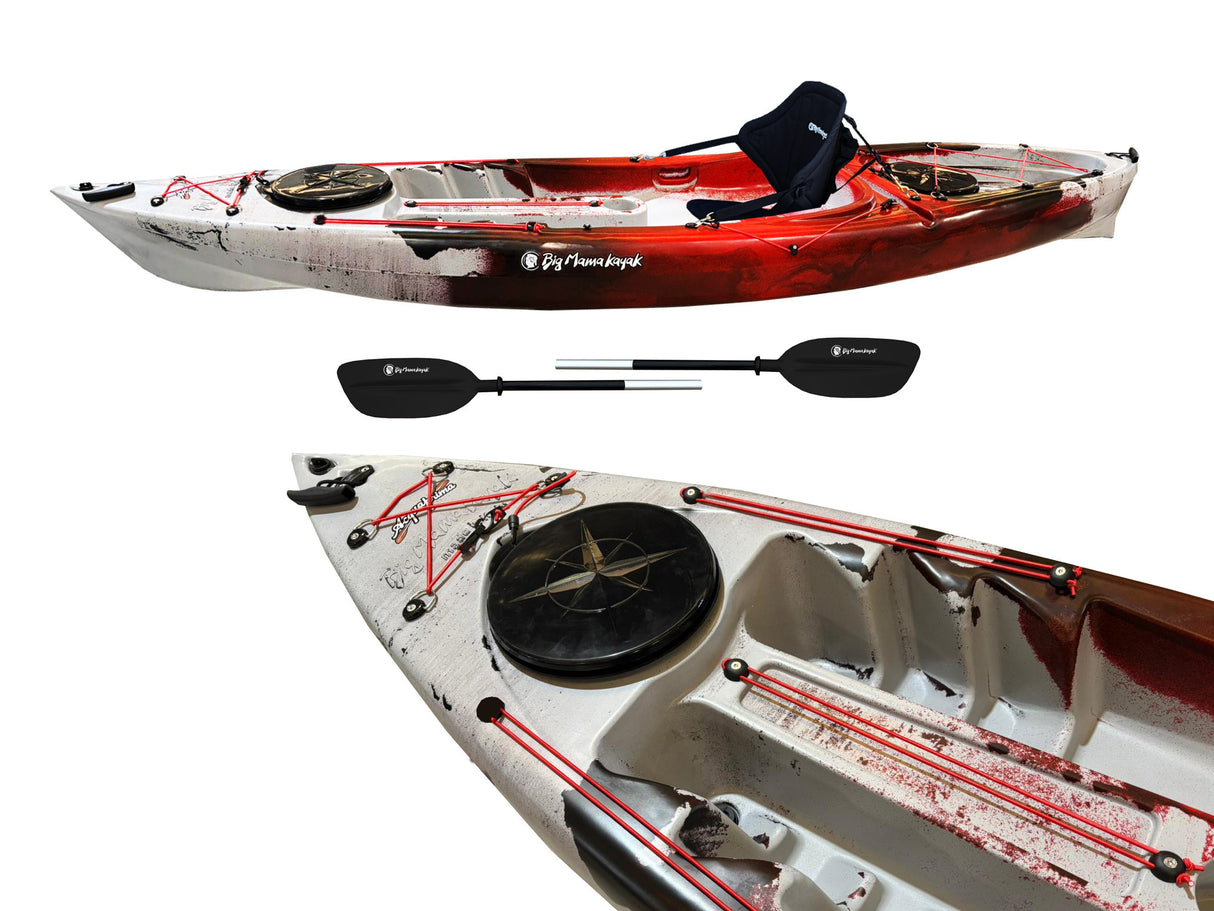 CANOA 1 POSTO SINGOLO ACQUAPRIMA LIMITED EDITION BIG MAMA KAYAK, MONOPOSTO 310 CM + 2 GAVONE + 1 PAGAIA (PACK 1) - SNAKE ROSSO