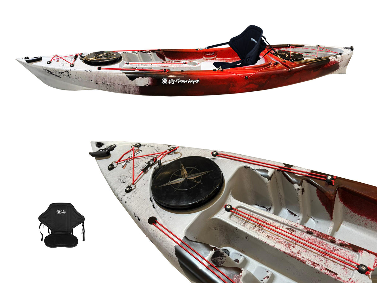 CANOA 1 POSTO SINGOLO ACQUAPRIMA LIMITED EDITION BIG MAMA KAYAK, MONOPOSTO 310 CM + 2 GAVONE + 1 SEGGIOLINO (PACK 2) - SNAKE ROSSO