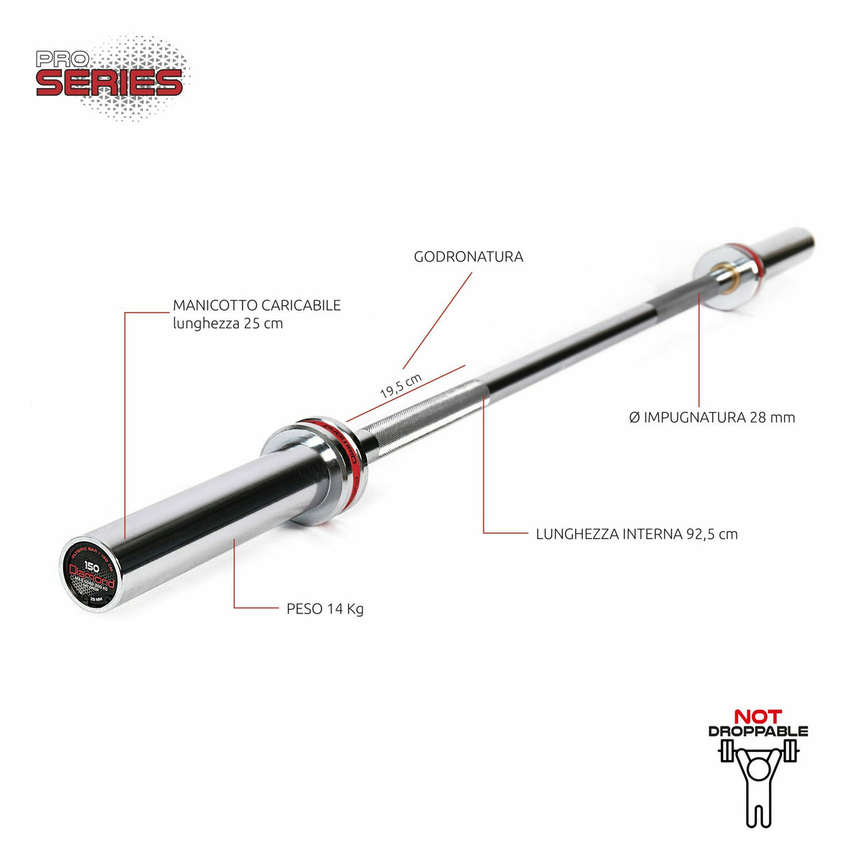 BILANCIERE OLIMPICO – 150 CM - Cod. BOD150N- LINEA DIAMOND