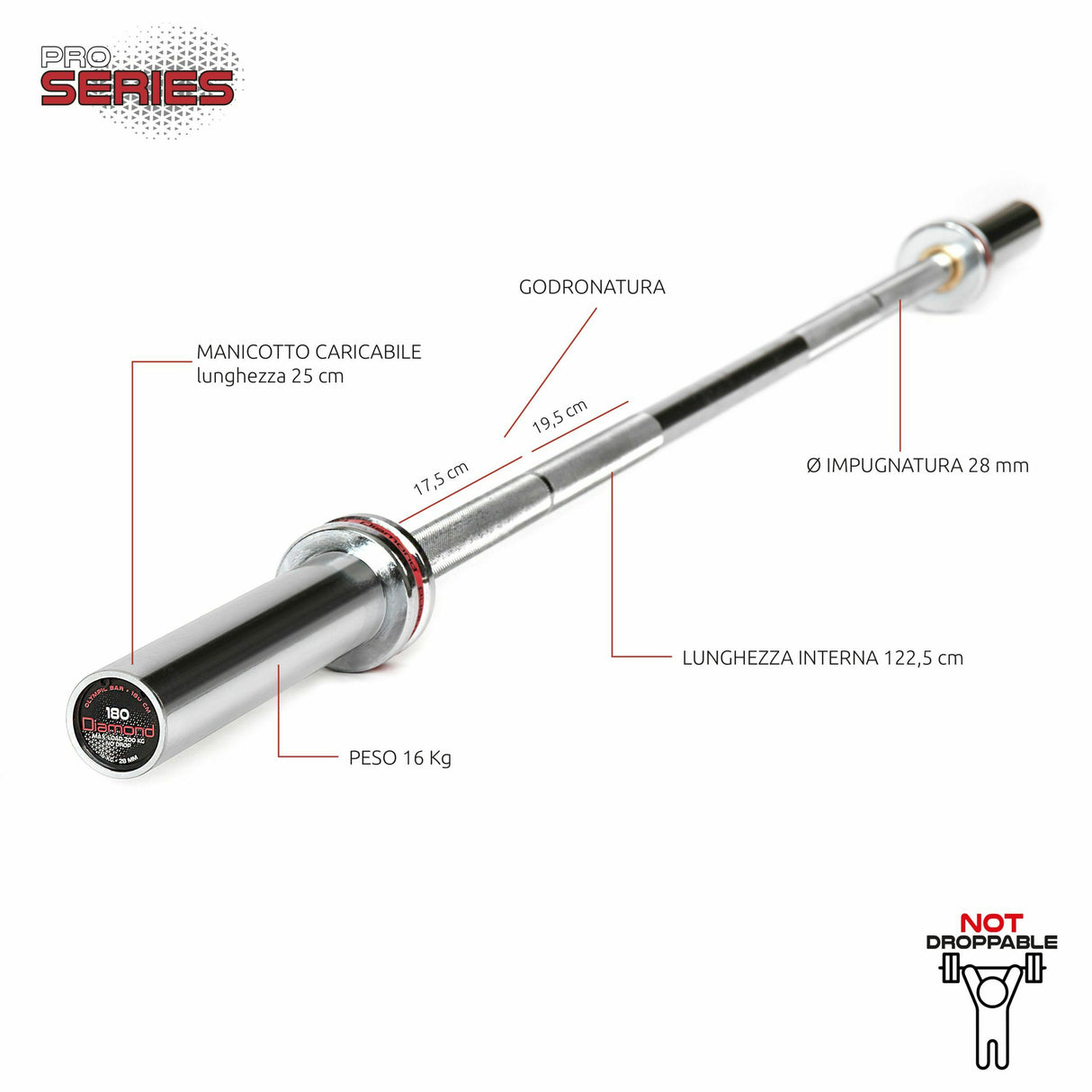 BILANCIERE OLIMPICO – 180 CM - Cod. BOD180N- LINEA DIAMOND