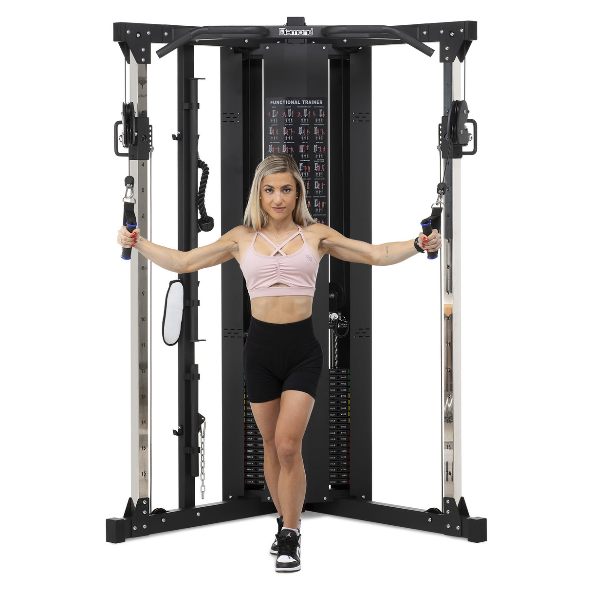 Dual Pulley Cable Cross Rack Pro - Diamond - Stazione Professionale Fitness - pacco pesi 90 kg x 2 - COD.CCR-P