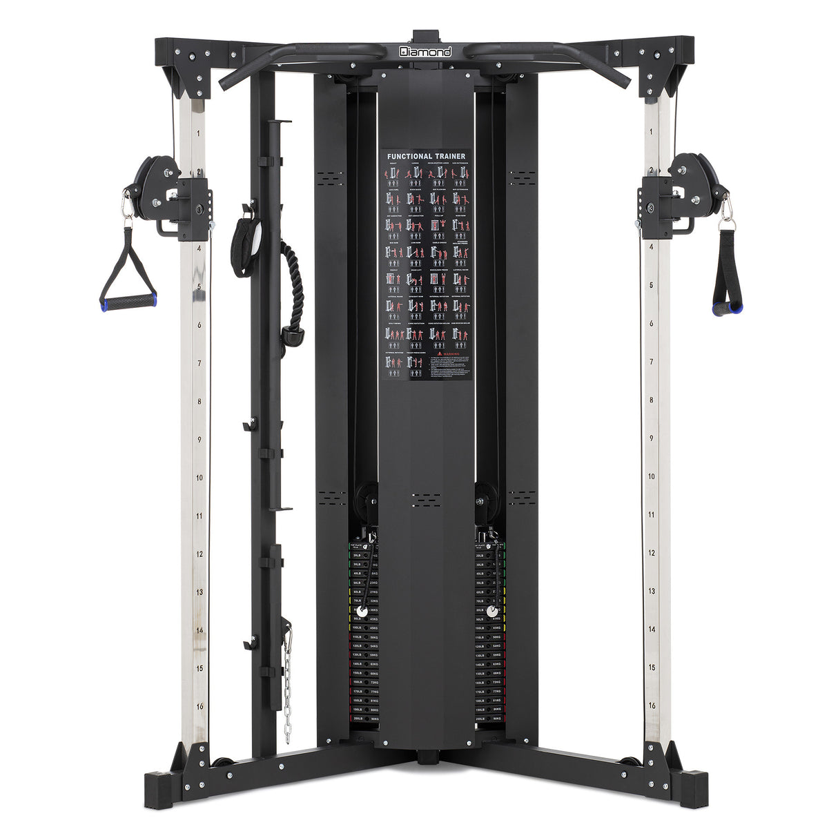 Dual Pulley Cable Cross Rack Pro - Diamond - Stazione Professionale Fitness - pacco pesi 90 kg x 2 - COD.CCR-P