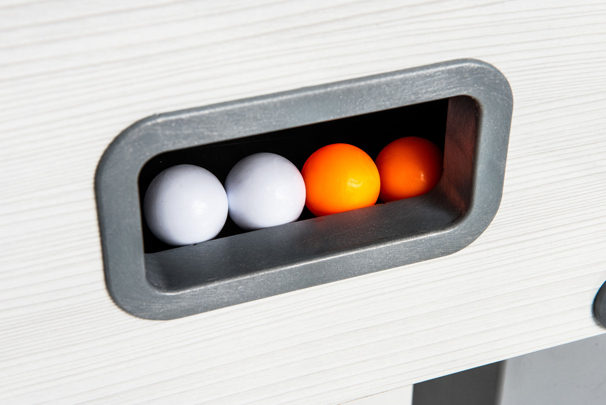 Calciobalilla G 500 Weatherproof bianco con Aste Uscenti- biliardino Garlando con 50 Palline e Copertina Impermeabile in Omaggio