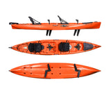 Kayak 2 posti a pedali Idrofin 460 Big kayak Kayak Con Sistema Di Pedali A Pinne + Timone + 3 Gavoni + 2 Seggiolini + 2 Pagaie -