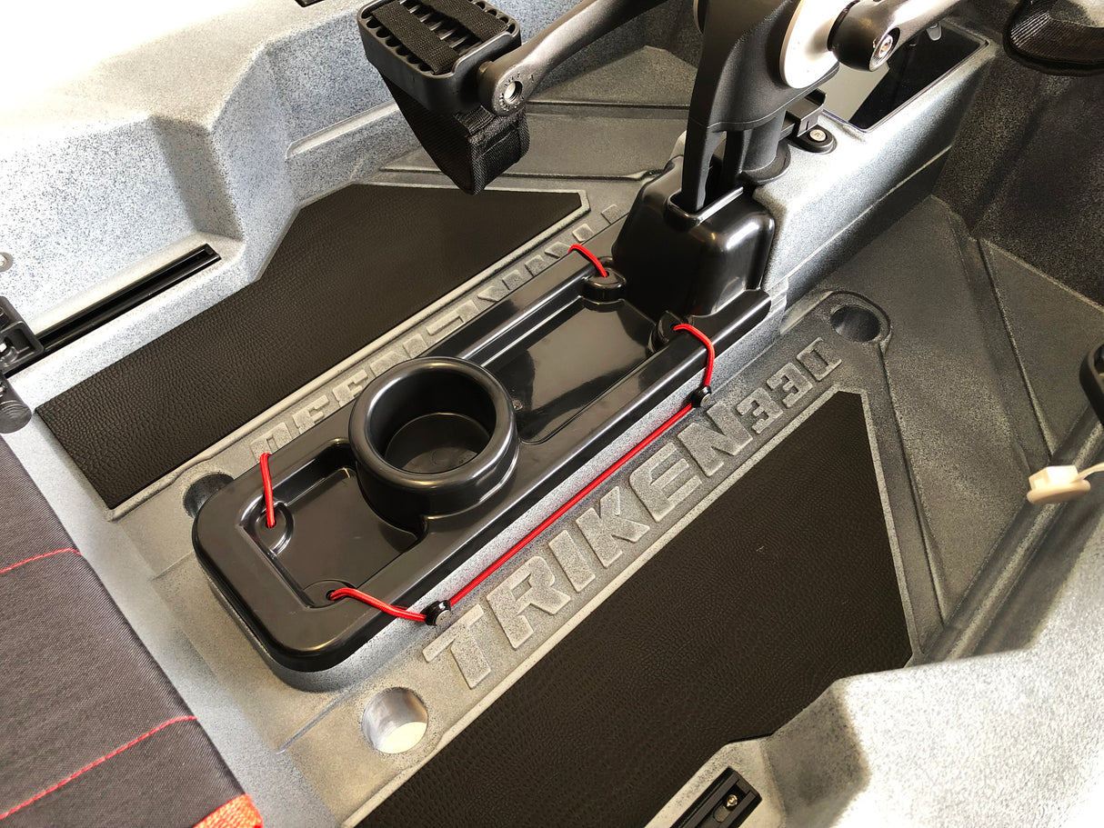 BIG MAMA KAYAK A PEDALI TRIKEN 330 - CANOA MONOPOSTO FISHING + motore elettrico BIXPY K1 Outboard Kit con batteria PP-378 Wh v4 + Adattatore Hoodoo Pedal Drive