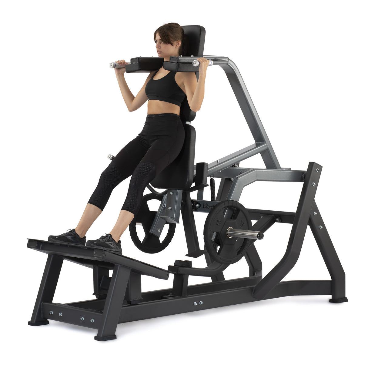 Hack V Squat con sistema di blocco alla mano- Plate Loaded Linea Diamond cod. PL-HACKSQUAT2