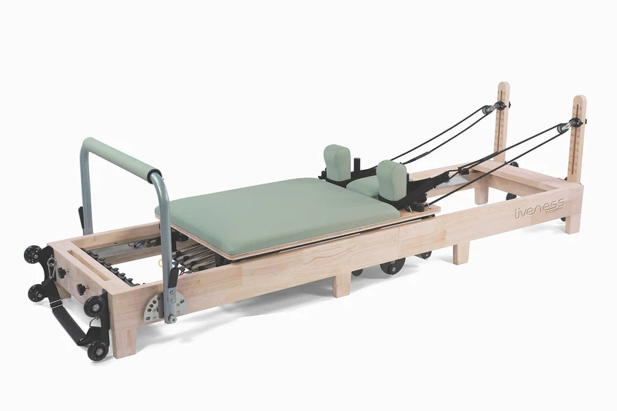 Reformer in legno di quercia naturale pieghevole PTX 3000 Green Tea - Linea Liveness di Toorx - Cod. PTX-3000G