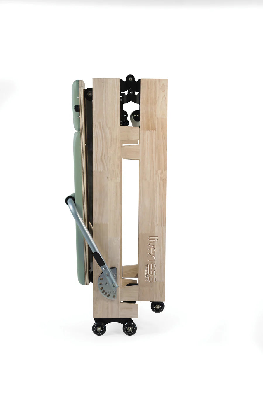Reformer in legno di quercia naturale pieghevole PTX 3000 Green Tea - Linea Liveness di Toorx - Cod. PTX-3000G