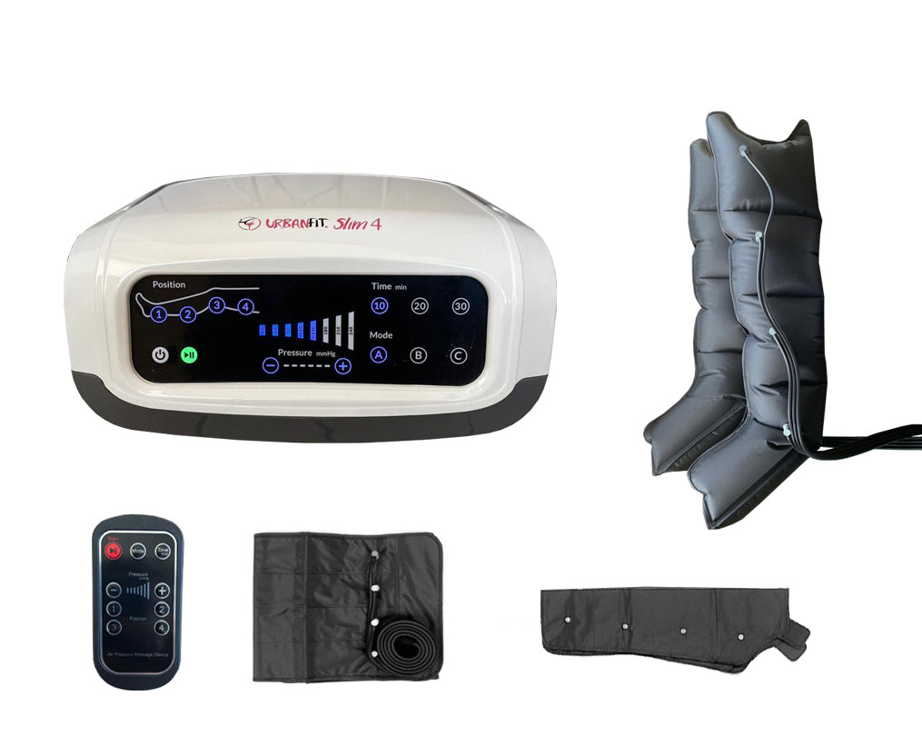 Slim 4 Urban Fit Apparecchio Pressoterapia Con 3 Programmi + 2 Gambali + 1 Bracciale + Fascia Addominali/glutei + Con Telecomando ( Pack 3)