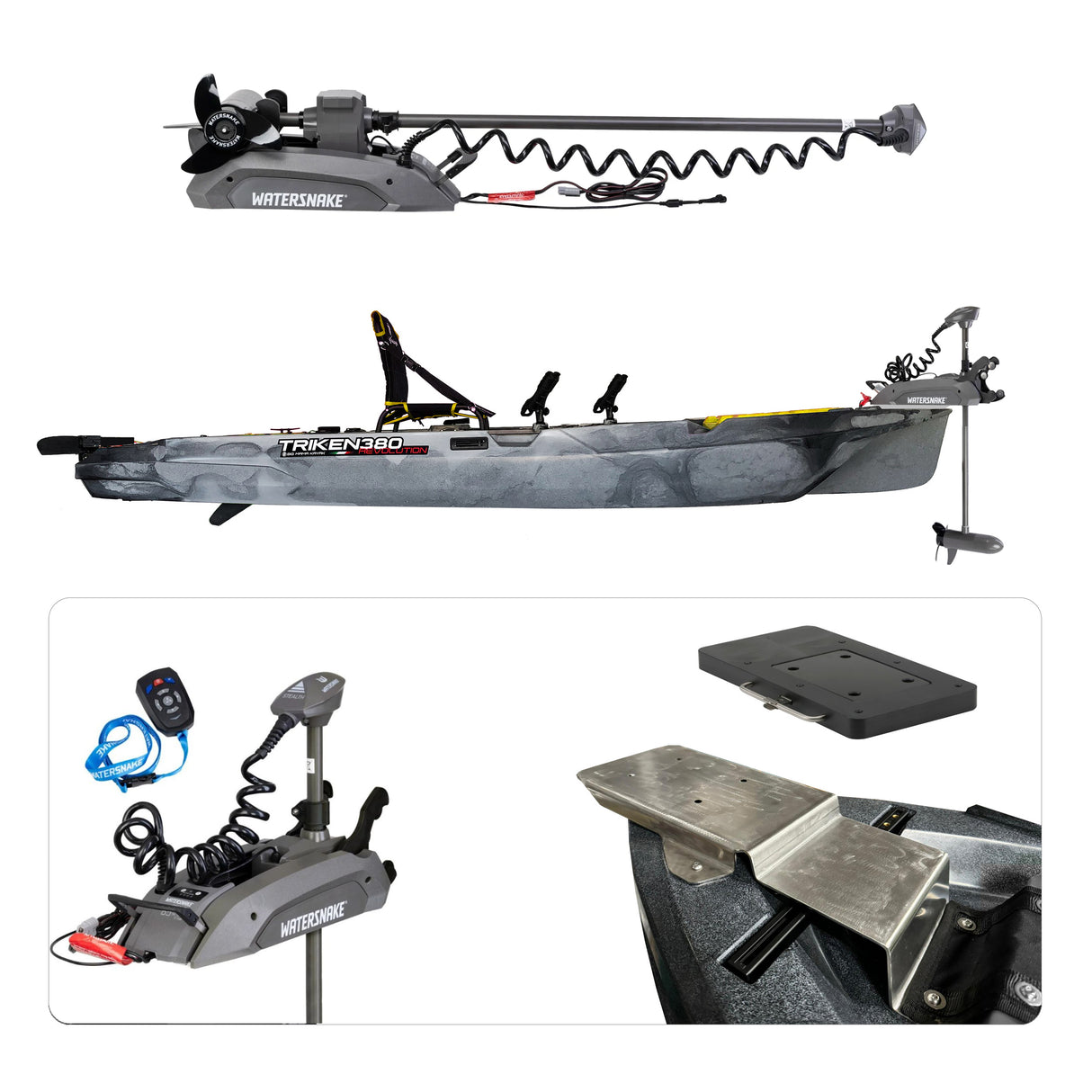 BIG MAMA KAYAK A PEDALI TRIKEN 380 + Motore Watersnake Stealth SW 54 lb /48" 12V + gruppo pedali