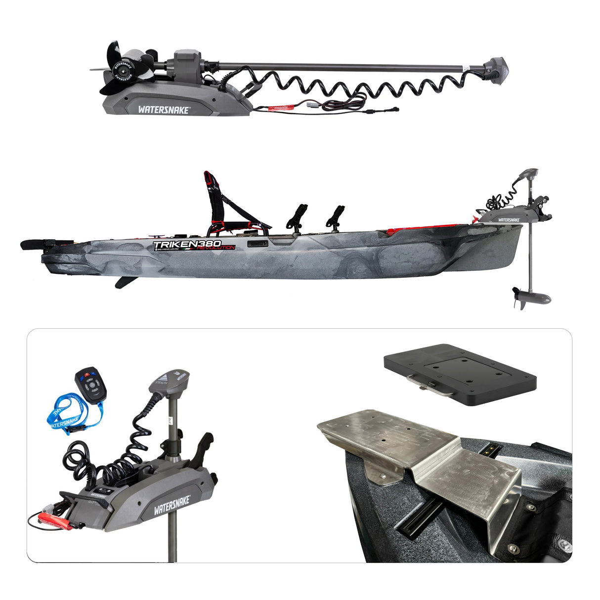 BIG MAMA KAYAK A PEDALI TRIKEN 380 + Motore Watersnake Stealth SW 54 lb /48" 12V + gruppo pedali