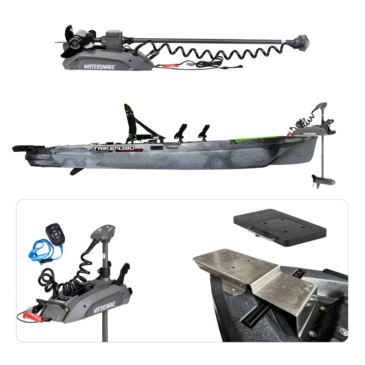 BIG MAMA KAYAK A PEDALI TRIKEN 380 + Motore Watersnake Stealth SW 54 lb /48" 12V + gruppo pedali