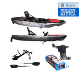 BIG MAMA KAYAK A PEDALI TRIKEN 330 - CANOA MONOPOSTO FISHING + motore elettrico BIXPY K1 Angler PRO Kit Outboard con batteria inclusa PP-768 Wh + Adattatore Hoodoo Pedal Drive
