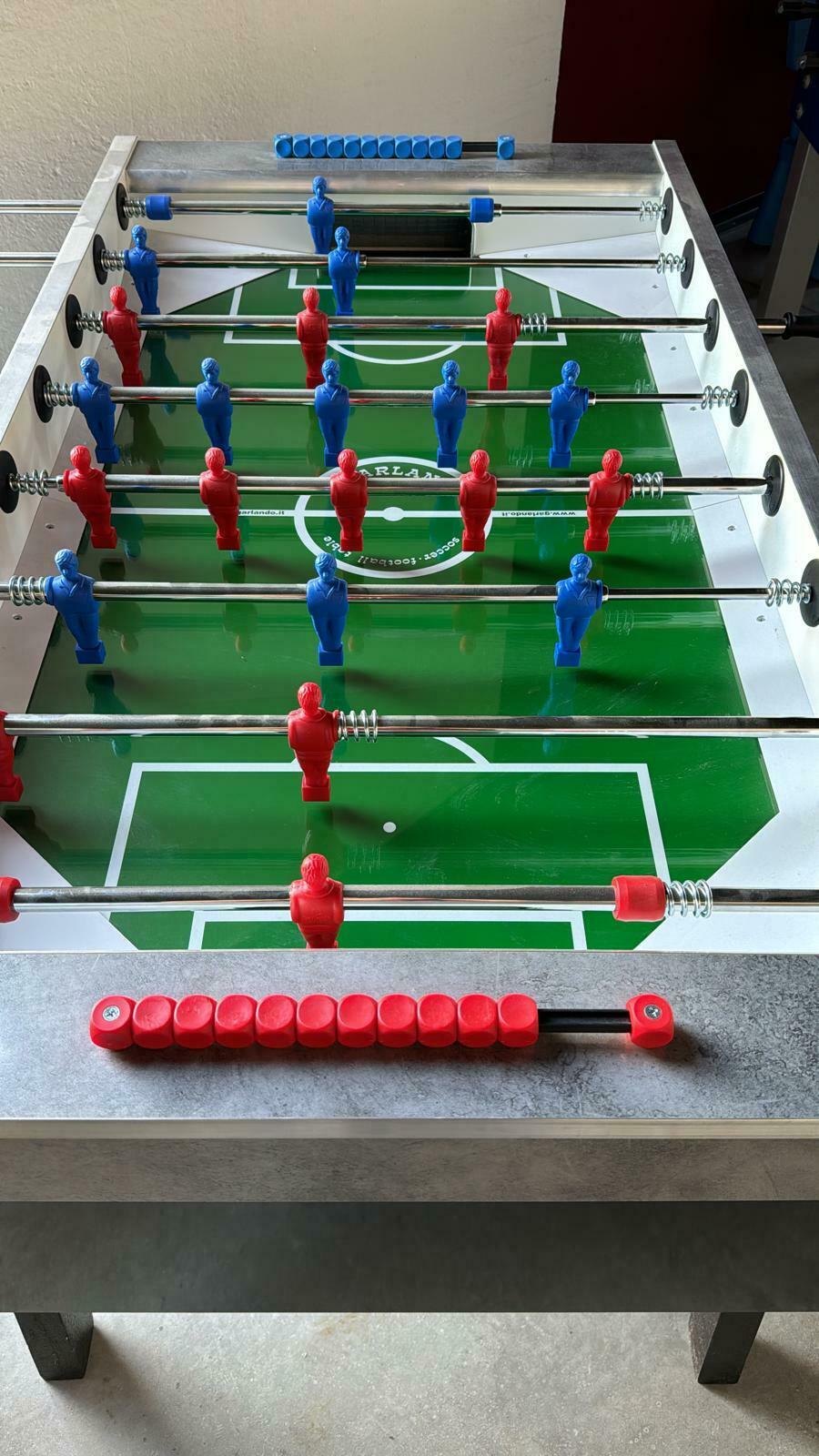 Serie aste rientranti compelte di astine interne e molle, ometti rossi e blu per calciobalilla maracanà - piede quadro