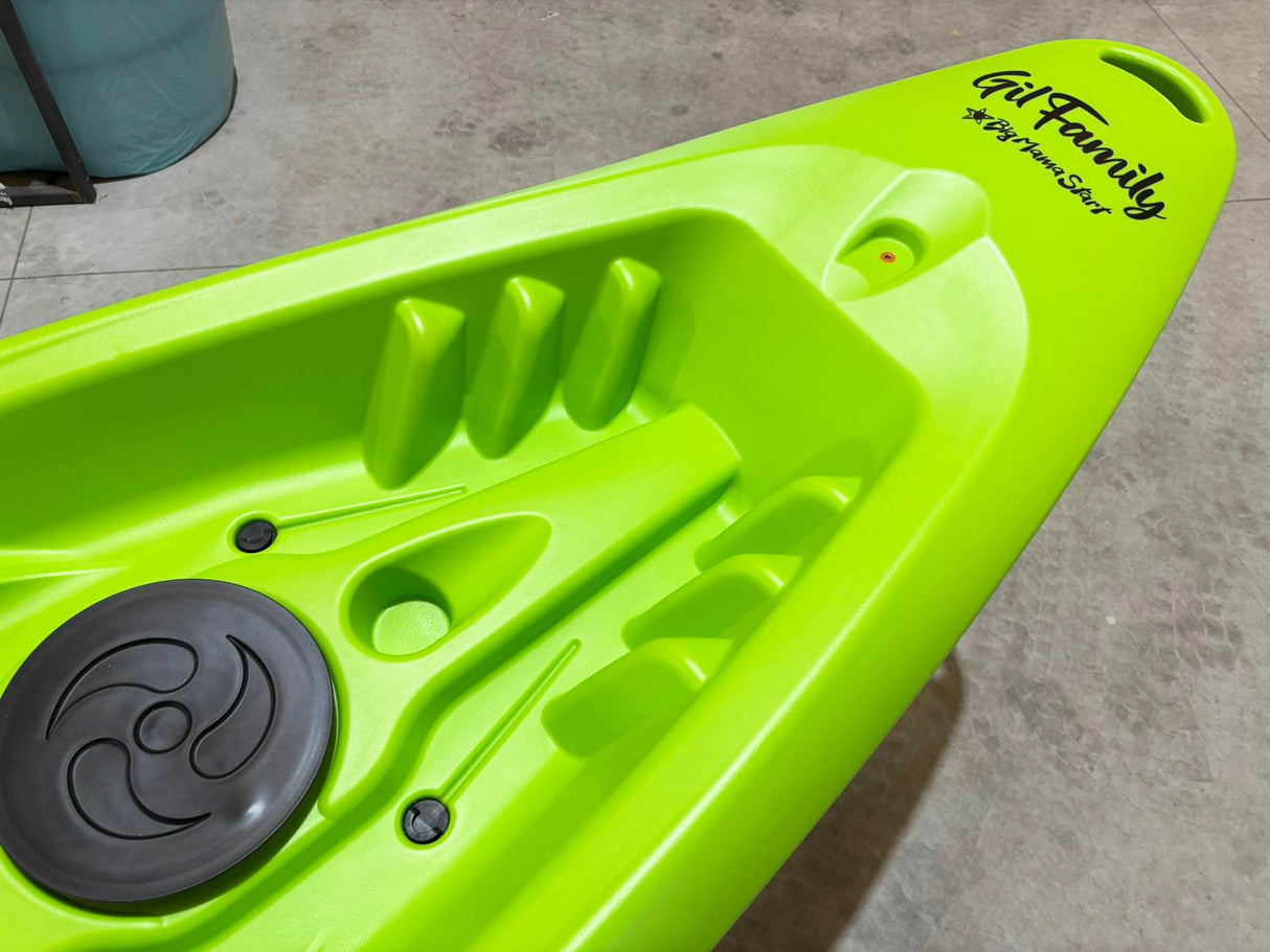 Canoa da mare e lago 3 posti modelli GIL FAMILY, inclusi 2 sedili e 2 pagaie e ruote di trasporto col. verde