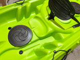 Canoa da mare e lago 3 posti modelli GIL FAMILY, inclusi 2 sedili e 2 pagaie e ruote di trasporto col. verde