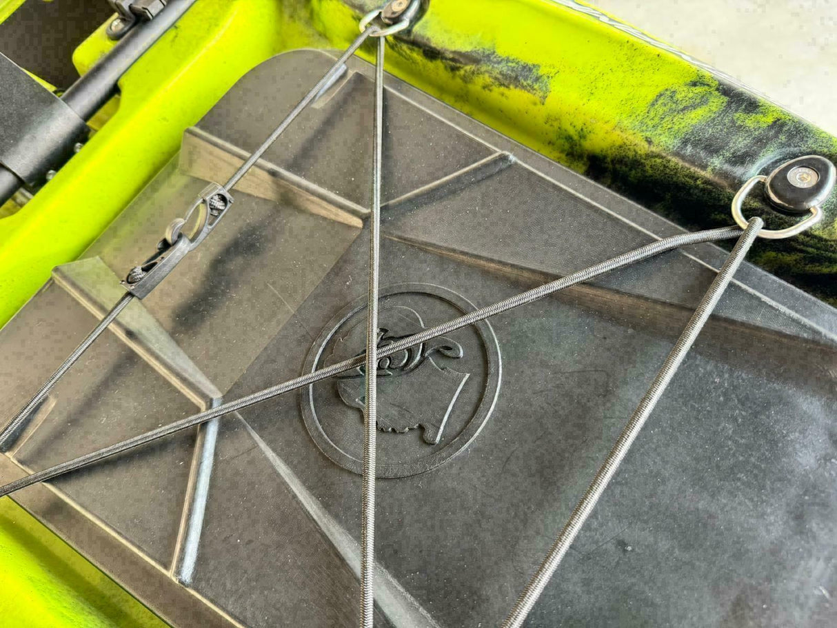 Kayak fishing a Pedali divisibile Big Mama Triken 330 Live S, con ruote e vasca del vivo - SCAFO GRIGIO NERO, gavone VERDE