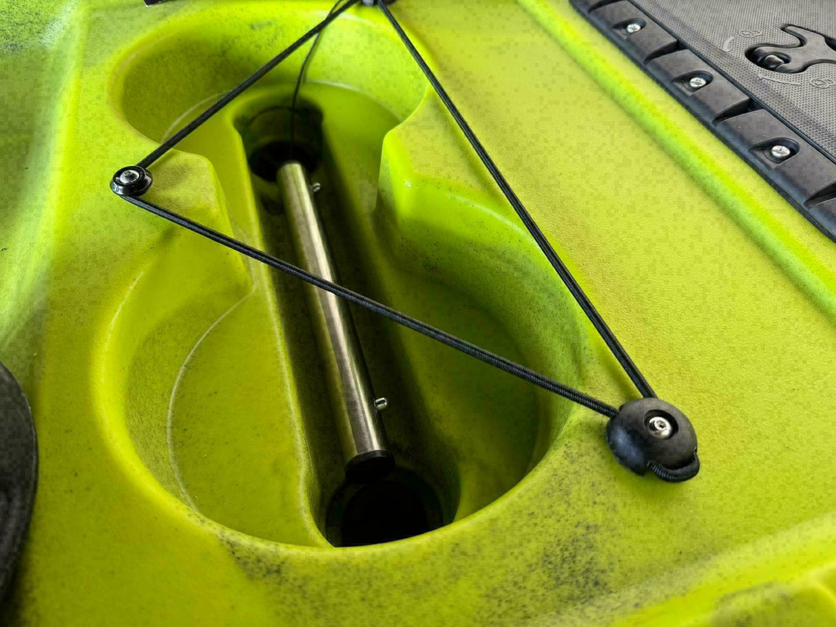 Kayak fishing a Pedali divisibile Big Mama Triken 330 Live S, con ruote e vasca del vivo - SCAFO GRIGIO NERO, gavone VERDE