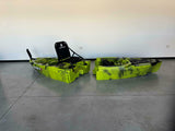 Kayak fishing a Pedali divisibile Big Mama Triken 330 Live S, con ruote e vasca del vivo - SCAFO GRIGIO NERO, gavone VERDE