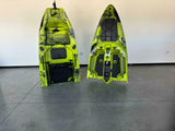 Kayak fishing a Pedali divisibile Big Mama Triken 330 Live S, con ruote e vasca del vivo - SCAFO GRIGIO NERO, gavone VERDE