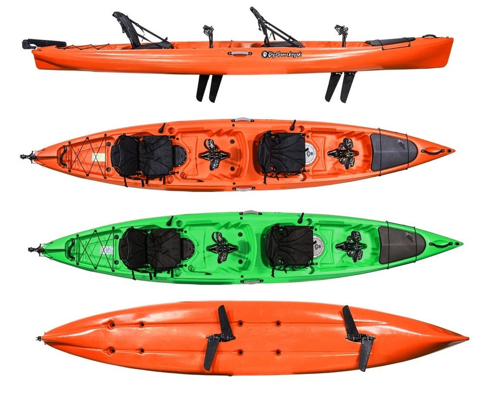 Kayak 2 posti a pedali Idrofin 460 Big kayak Kayak Con Sistema Di Pedali A Pinne + Timone + 3 Gavoni + 2 Seggiolini + 2 Pagaie -