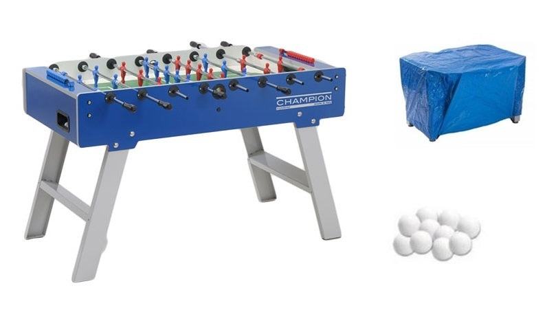 Calciobalilla Champion Outdoor Weatherproof Aste Uscenti Garlando Gambe Pieghevoli + Copertina + 50 Palline - Offerta Pack Biliardini In Offerta In Vendita Su Timesport24