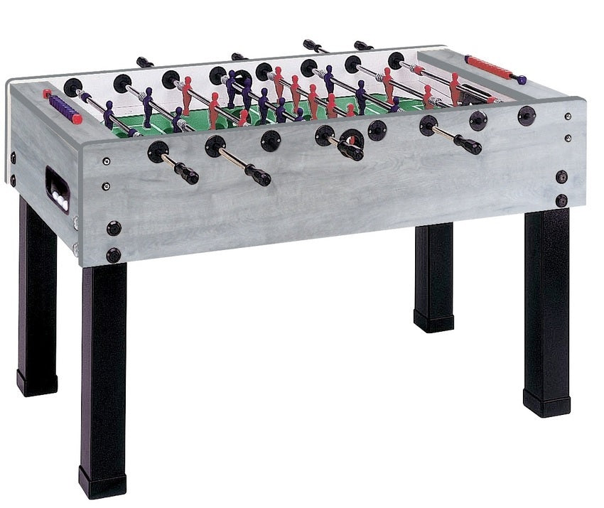 Calciobalilla G500 Rovere Grigio con Aste Rientranti, piano gioco vetro - biliardino Garlando con 50 Palline in omaggio cd.G500GRRCVL.