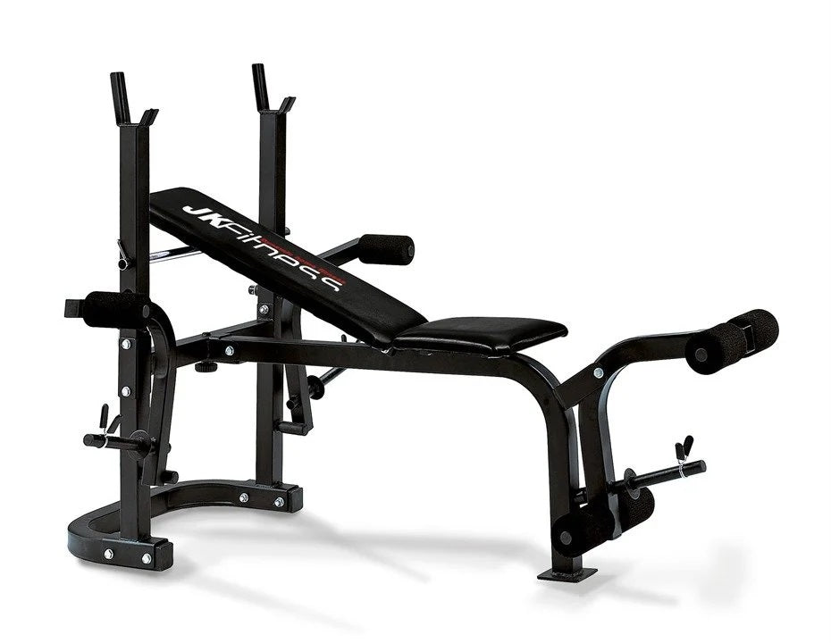 Panca Piana Regolabile Con Porta Bilanciere Jk 6060 Jk Fitness Cod.jk6060 Per Esercizi; Leg Extension, Bench Press, Leg Curl, Butterfly, Addominali
