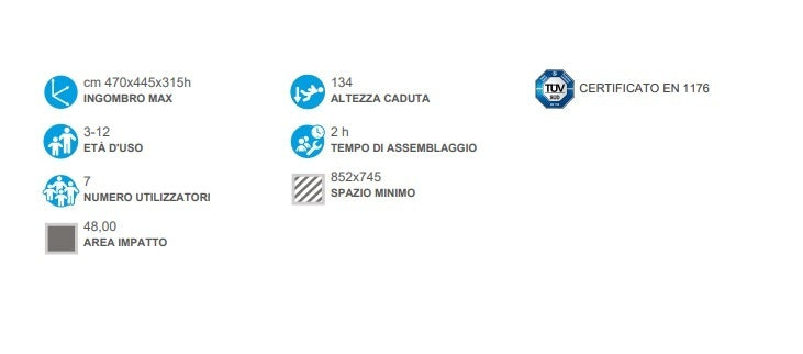 Torretta Kansas Con Scivolo In Vetroresina Sedile Piano Cod.805PSF A/B Open D Giochi - En 1176 Certificati Tuv