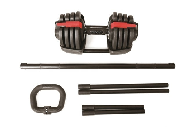 Toorx Set 3 in 1 composto da manubrio, bilanciere, 2 kettlebell a carico regolabile con selezionatore cod.MBKCR-18