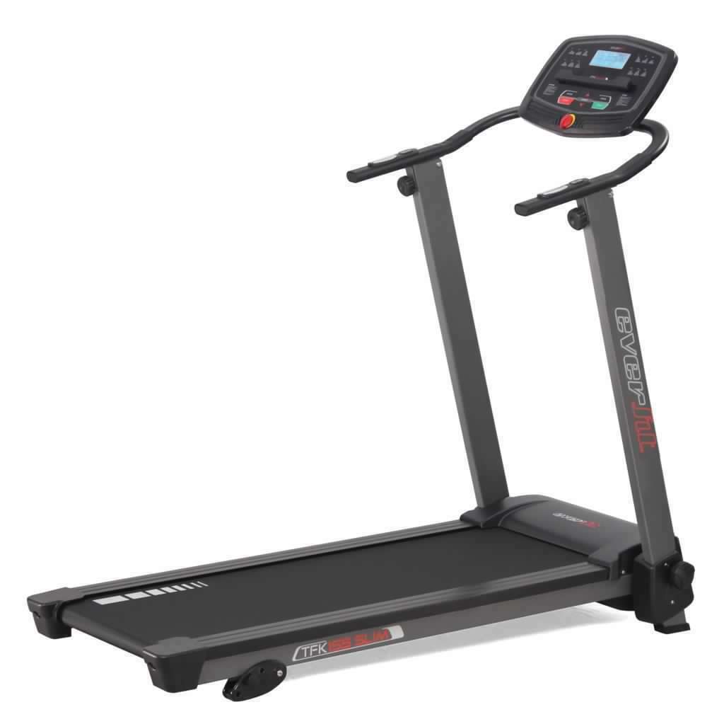 Treadmill Ultracompatto Tapis Roulant Salvaspazio TFK 155 Slim Everfit - Inclinazione Manuale - Velocità 14,0 Km/h - Piano Corsa 40 x 122 cm - Utente 100 kg - Tappeto Elettrico Palestra