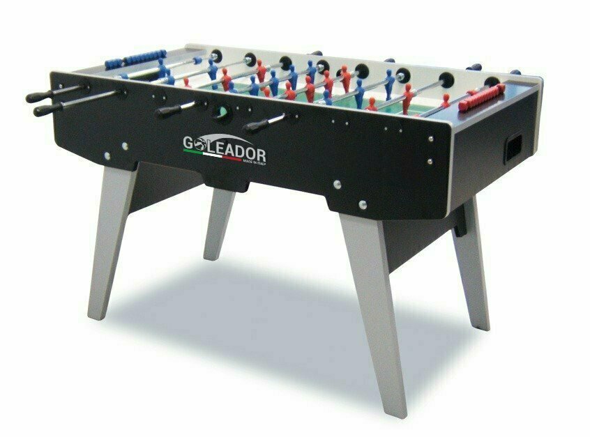 Calciobalilla Goleador Nero con Aste Uscenti, Gambe Pieghevoli - Piano di Gioco in Vetro- biliardino Garlando