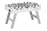 Calciobalilla Champion Outdoor Weatherproof White con Aste Uscenti, Gambe Pieghevoli- biliardino Garlando con 50 Palline