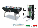 Calciobalilla Goleador Evolution Bianco / Nero con Aste Uscenti, Gambe Pieghevoli - Piano di Gioco in Vetro