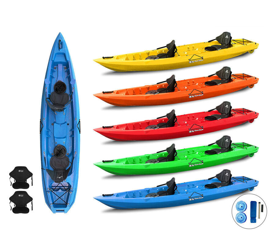 MOJITO BIG MAMA KAYAK, CANOA 2 + 1 Posti, 380 Cm + 2 Gavoni + 2 ruote integrate + 2 Seggiolini (PACK 2)