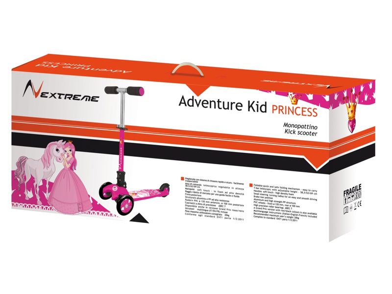Monopattino a Tre Ruote ADVENTURE KID PRINCESS cod.GRG-004 Fucsia Nextreme