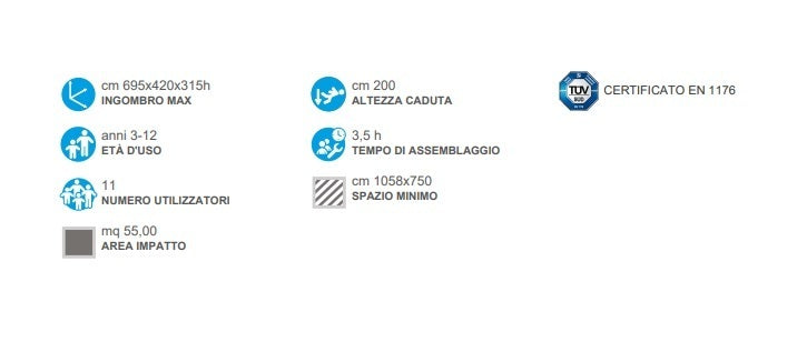 Villaggio Granada Con Scivolo In Vetroresina Sedile Piano Da Interrare Cod.806PSF A/B Open D Giochi - En 1176 Certificati Tuv