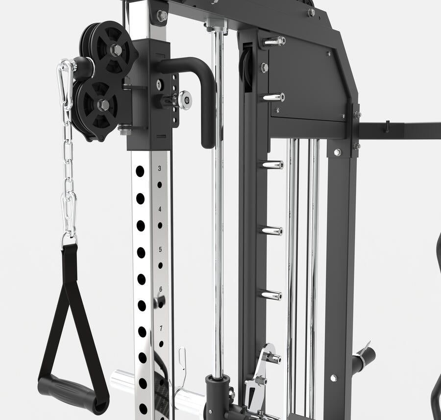 ASX-5000 Stazione multifunzione Professional all in one pacco pesi 2 x 90 kg -Dual Pulley + Smith machine + Rack functional con traliccio per le trazioni e dip station TOORX