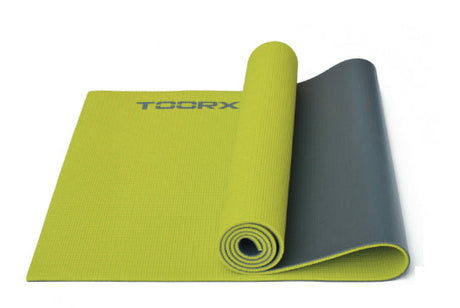 Materassino per Yoga Bicolore Verde Lime - Grigio Antracite COD.MAT-176 Linea Toorx - TIMESPORT24