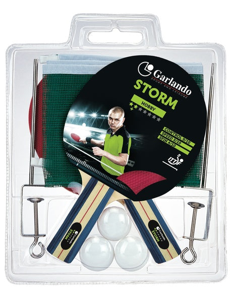 Set Da Ping Pong Storm Plus Composto da 2 racchette 2 stelle + 3 palline 1 stella + Rete e Tendi-Rete Approvato ITTF Tennis Tavolo Garlando cd. 2C4-55 - TIMESPORT24